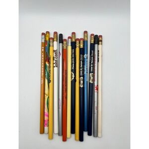 Random Lot Of 14 Vintage Adverting Pencils Hardees Eye Car Ivy Tech 1980s UNUSED